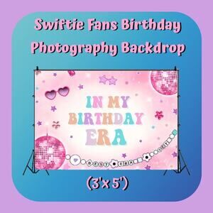 Swiftie In My Birthday Era Friendship Bracelet Birthday Photo Backdrop 3'x5'